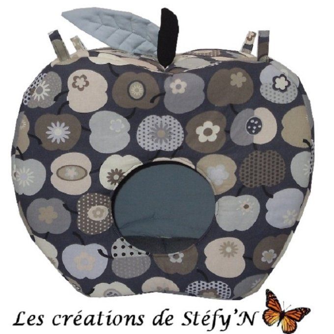 cabane pomme imprimé pomme grise